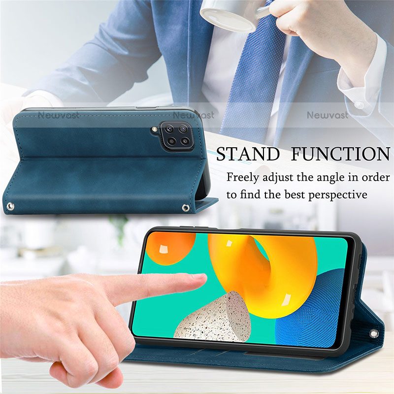 Leather Case Stands Flip Cover Holder S04D for Samsung Galaxy M32 4G