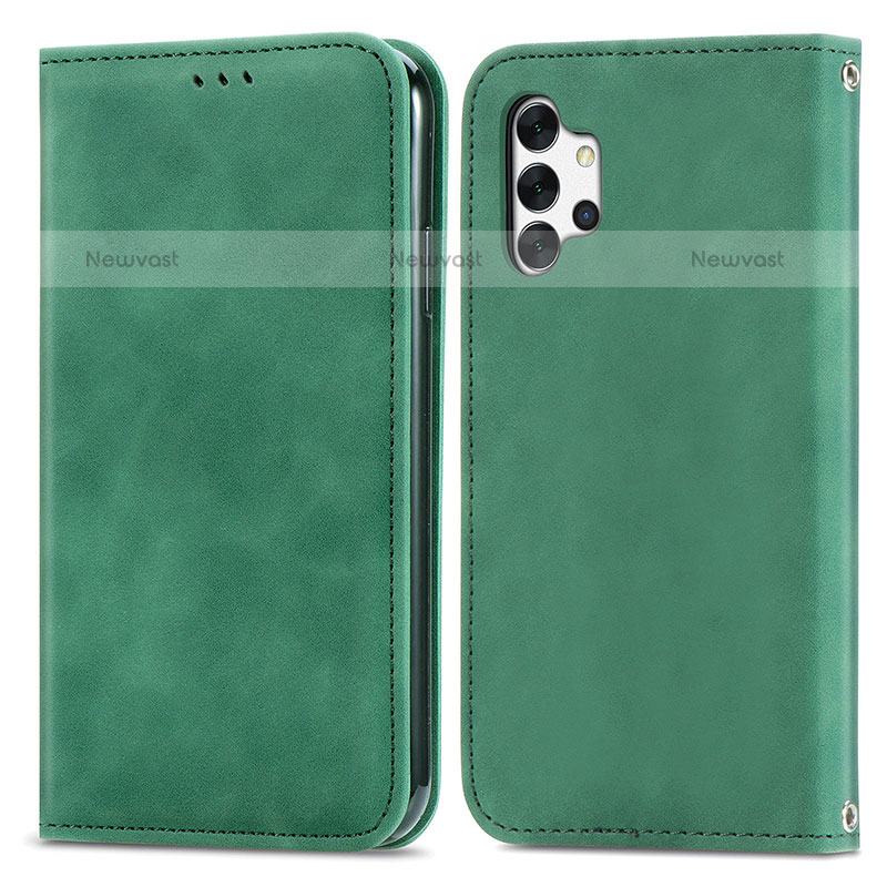 Leather Case Stands Flip Cover Holder S04D for Samsung Galaxy M32 5G Green