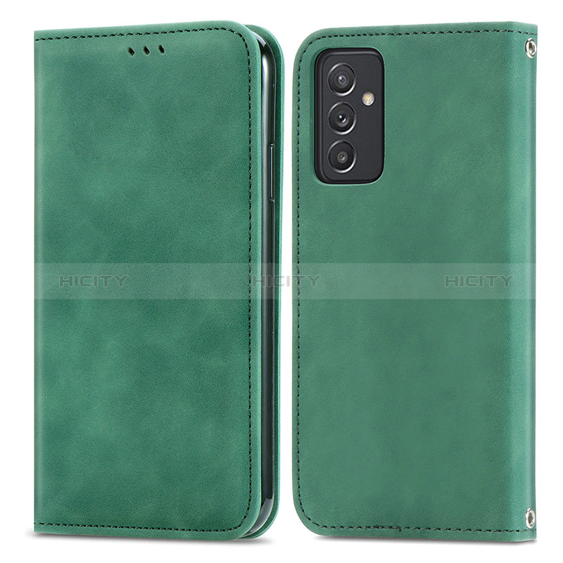 Leather Case Stands Flip Cover Holder S04D for Samsung Galaxy M34 5G Green