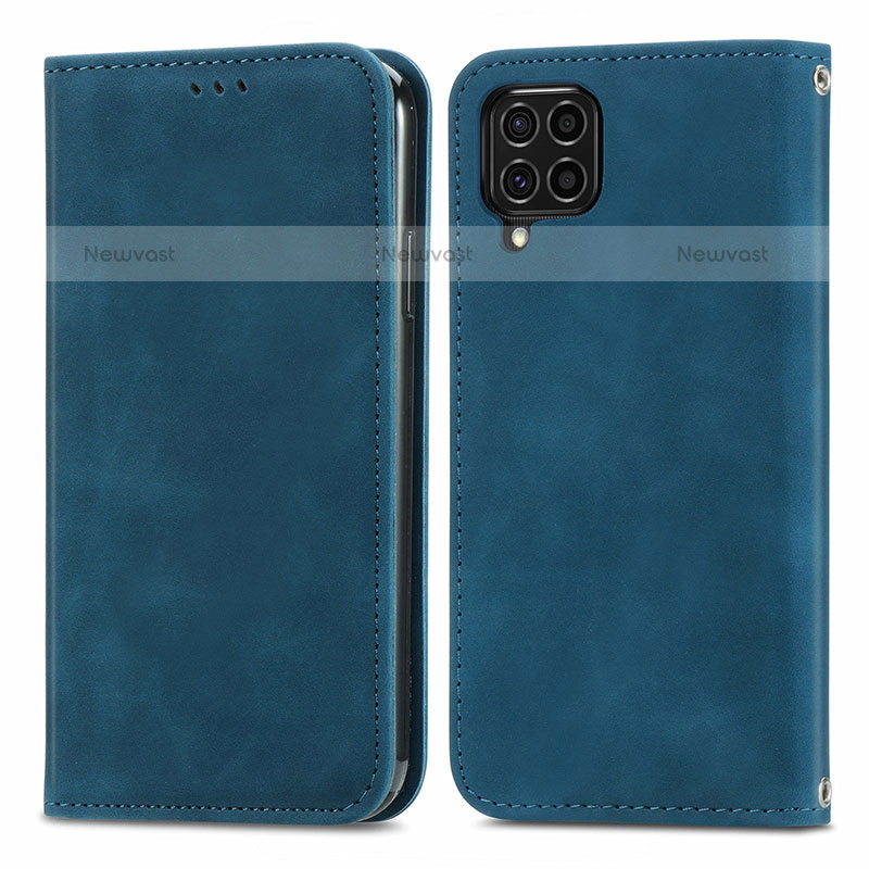 Leather Case Stands Flip Cover Holder S04D for Samsung Galaxy M62 4G Blue