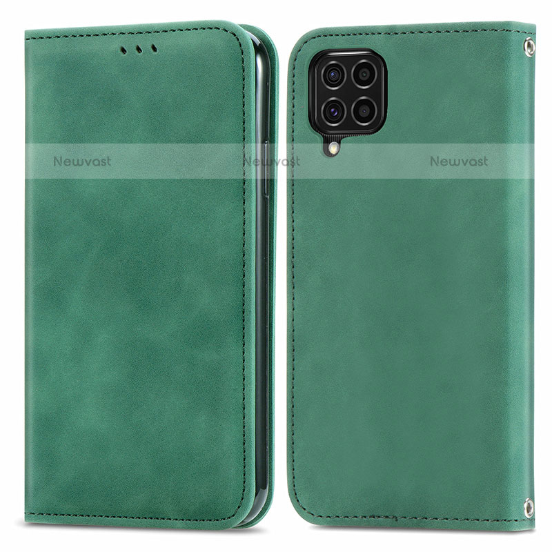 Leather Case Stands Flip Cover Holder S04D for Samsung Galaxy M62 4G Green