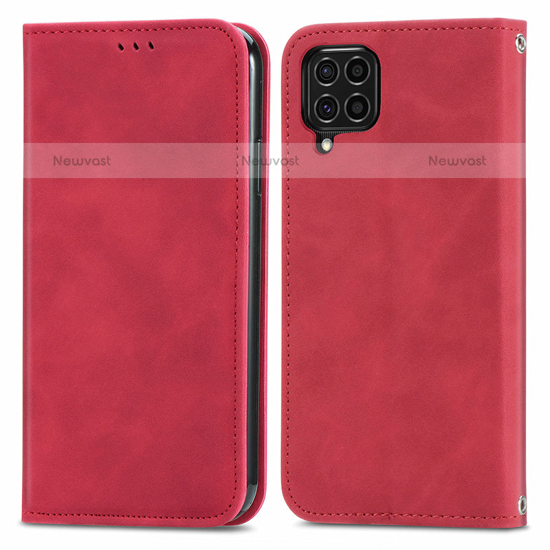 Leather Case Stands Flip Cover Holder S04D for Samsung Galaxy M62 4G Red