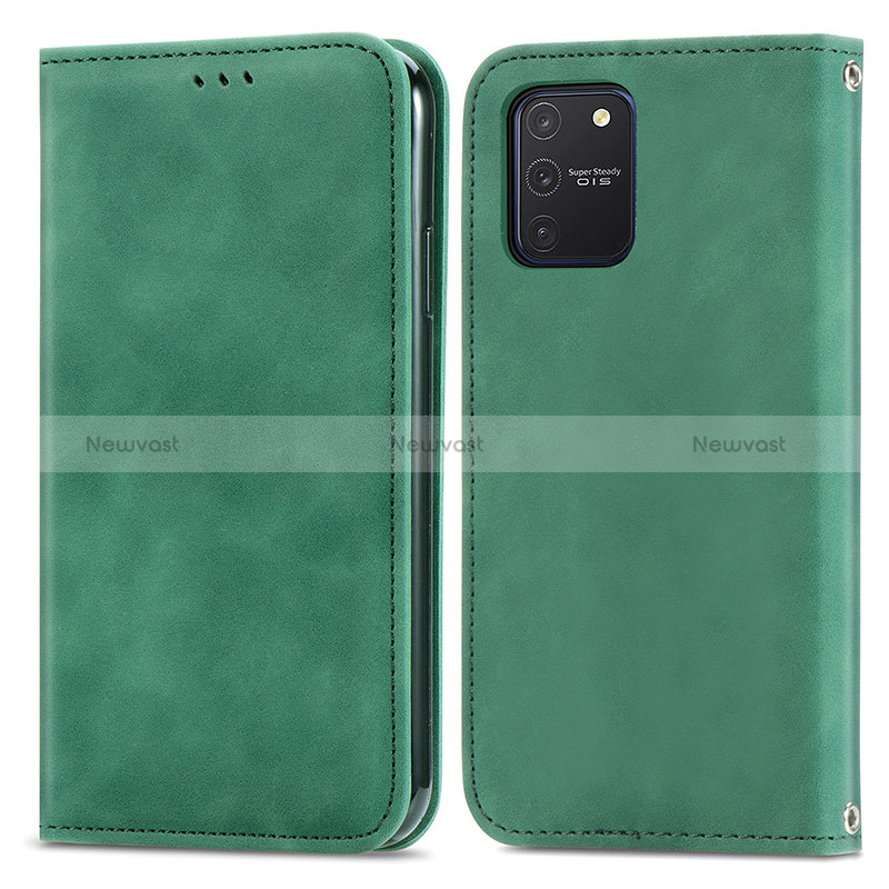 Leather Case Stands Flip Cover Holder S04D for Samsung Galaxy M80S Green
