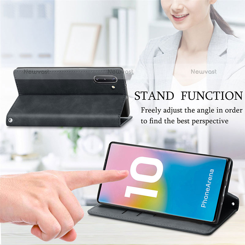 Leather Case Stands Flip Cover Holder S04D for Samsung Galaxy Note 10 5G