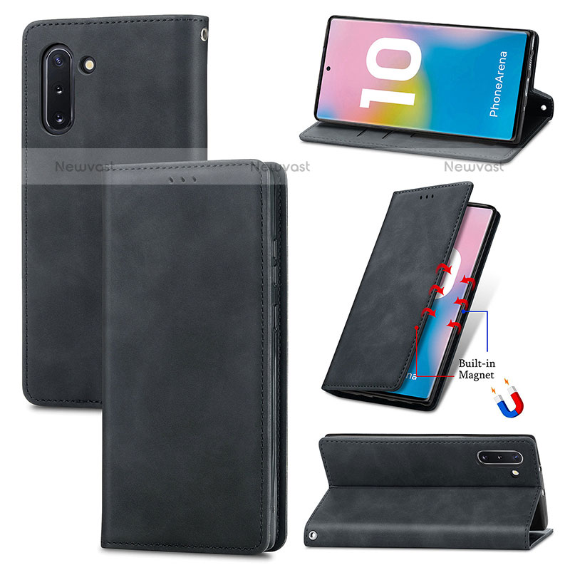 Leather Case Stands Flip Cover Holder S04D for Samsung Galaxy Note 10 5G