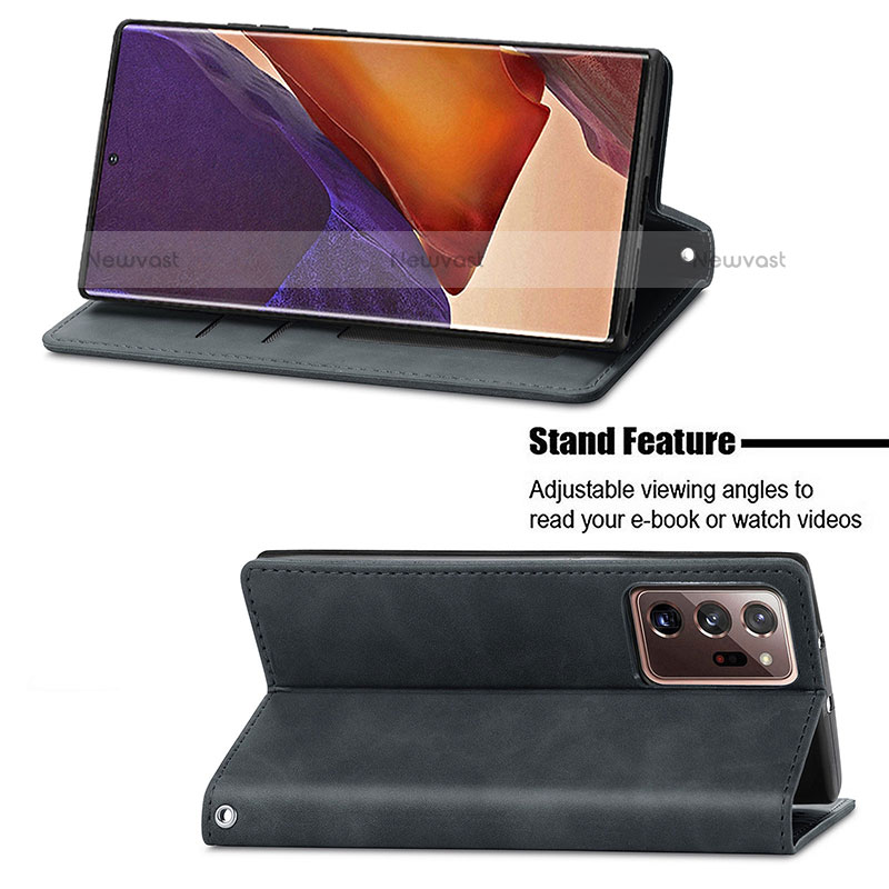 Leather Case Stands Flip Cover Holder S04D for Samsung Galaxy Note 20 Ultra 5G