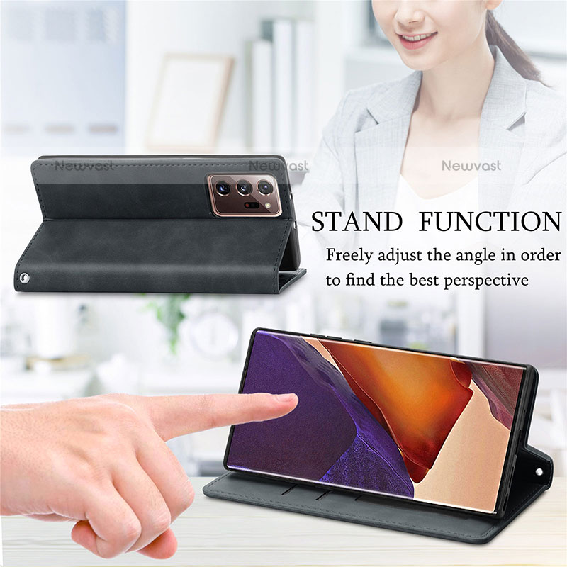 Leather Case Stands Flip Cover Holder S04D for Samsung Galaxy Note 20 Ultra 5G