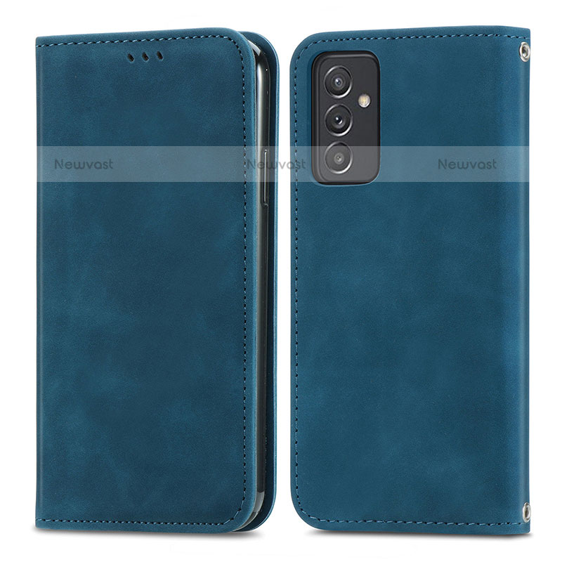 Leather Case Stands Flip Cover Holder S04D for Samsung Galaxy Quantum2 5G Blue