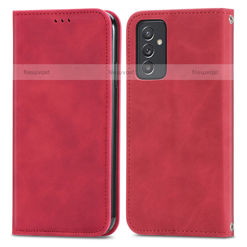 Leather Case Stands Flip Cover Holder S04D for Samsung Galaxy Quantum2 5G Red