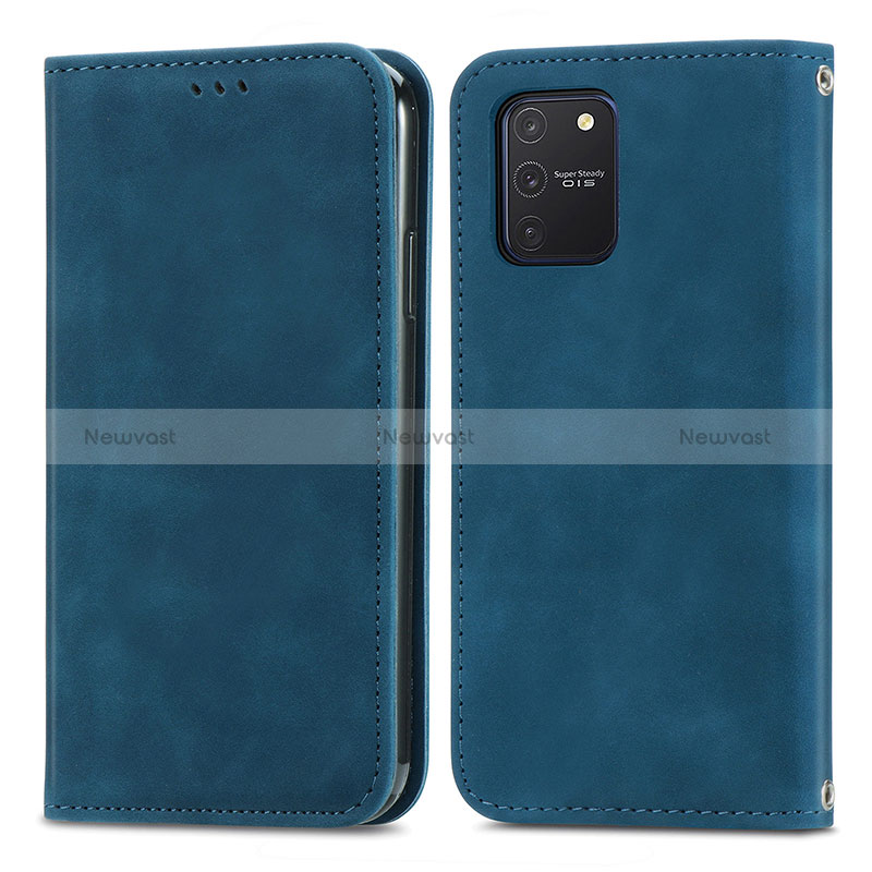 Leather Case Stands Flip Cover Holder S04D for Samsung Galaxy S10 Lite Blue