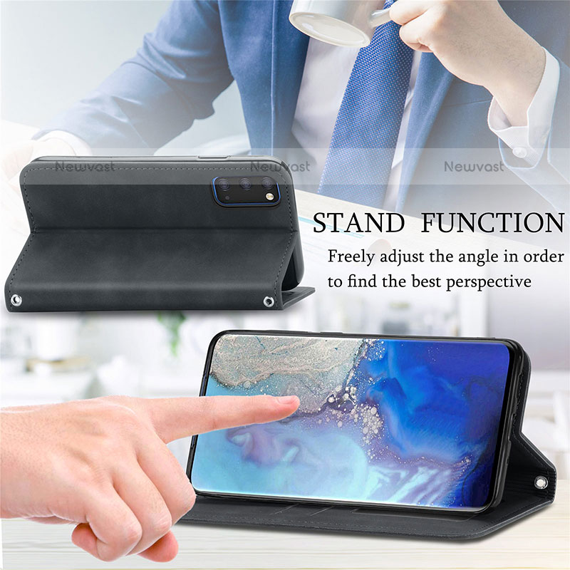 Leather Case Stands Flip Cover Holder S04D for Samsung Galaxy S20 5G