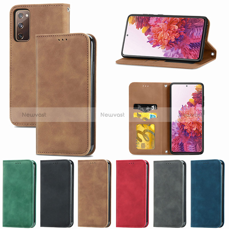 Leather Case Stands Flip Cover Holder S04D for Samsung Galaxy S20 FE 4G