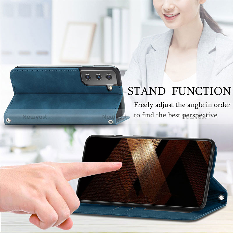 Leather Case Stands Flip Cover Holder S04D for Samsung Galaxy S24 Plus 5G