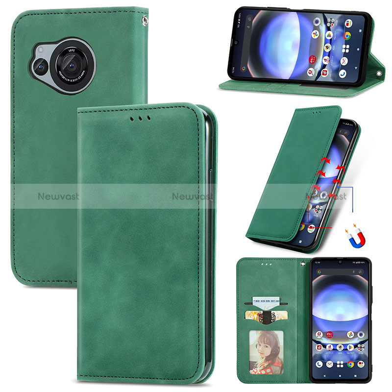 Leather Case Stands Flip Cover Holder S04D for Sharp Aquos R8