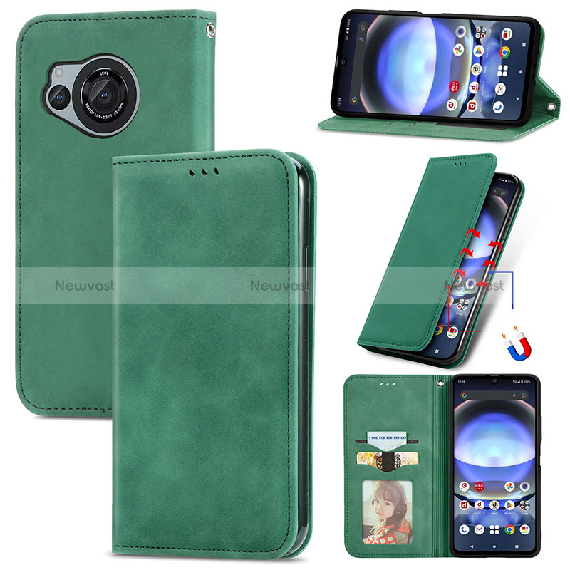 Leather Case Stands Flip Cover Holder S04D for Sharp Aquos R8s