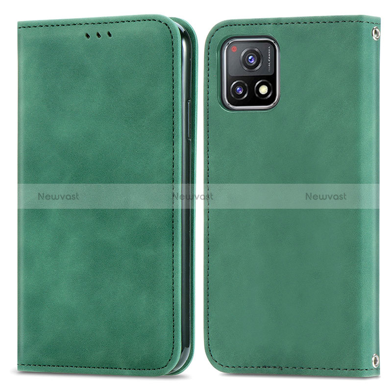 Leather Case Stands Flip Cover Holder S04D for Vivo iQOO U3x 5G Green