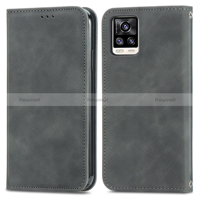 Leather Case Stands Flip Cover Holder S04D for Vivo V20 Red