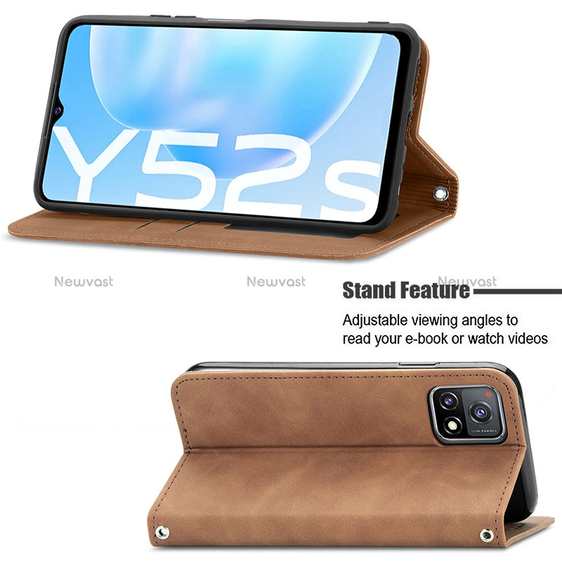 Leather Case Stands Flip Cover Holder S04D for Vivo Y31s 5G