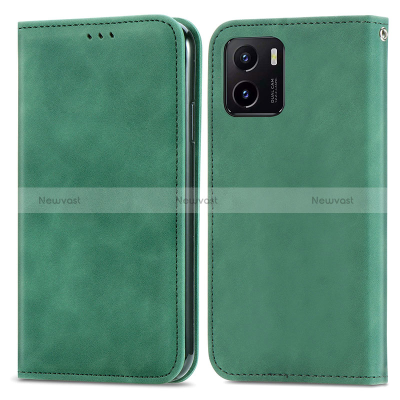 Leather Case Stands Flip Cover Holder S04D for Vivo Y32t Green