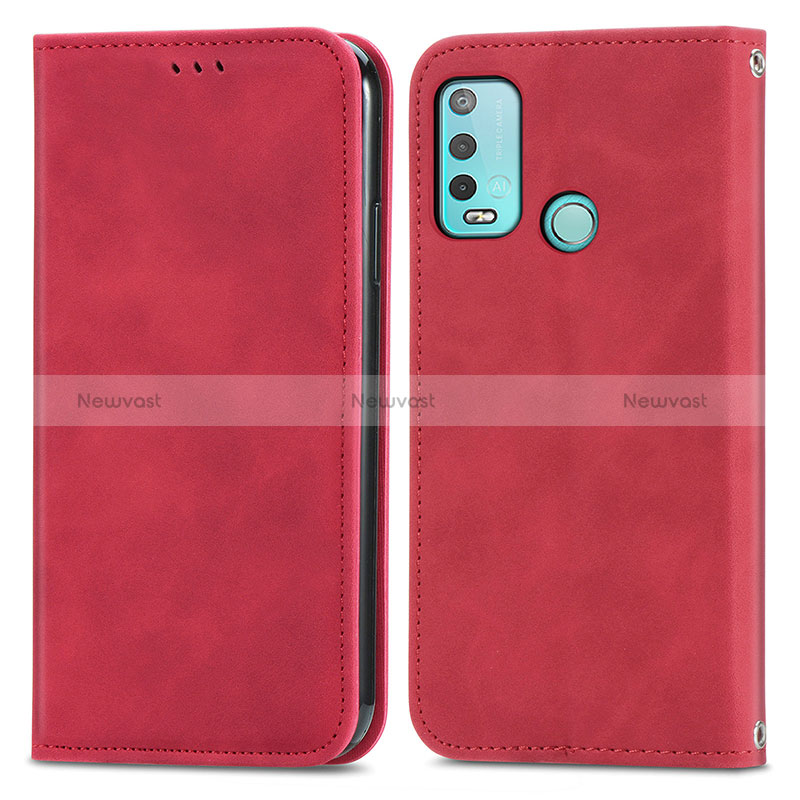 Leather Case Stands Flip Cover Holder S04D for Wiko Power U30 Red