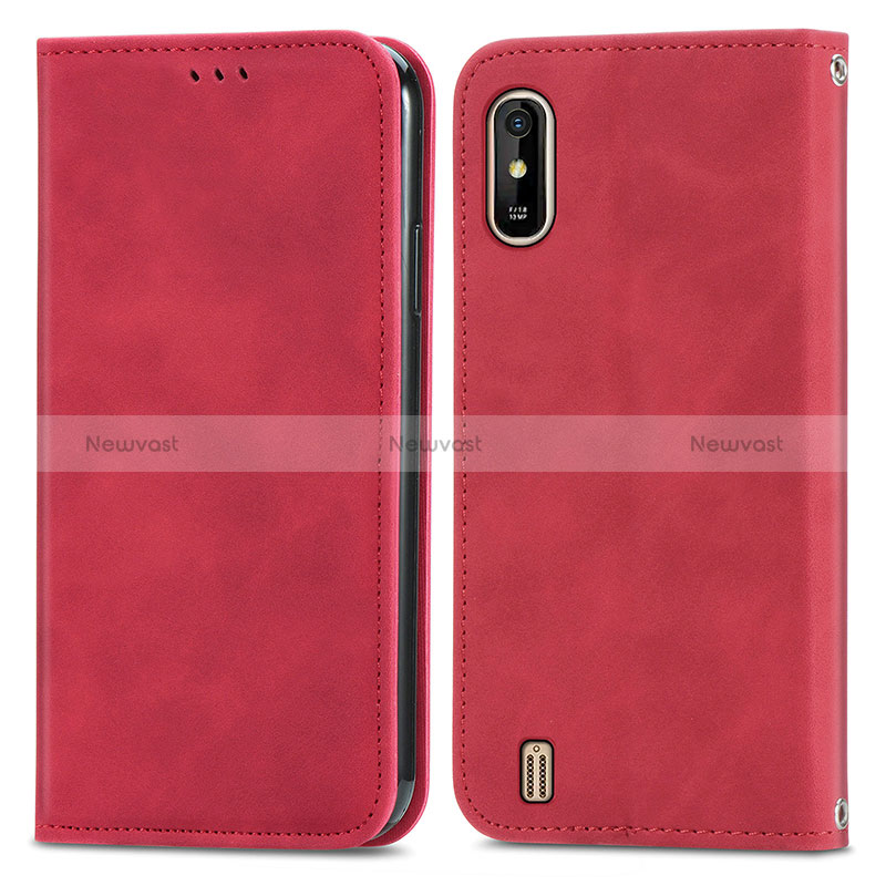 Leather Case Stands Flip Cover Holder S04D for Wiko Y81 Red