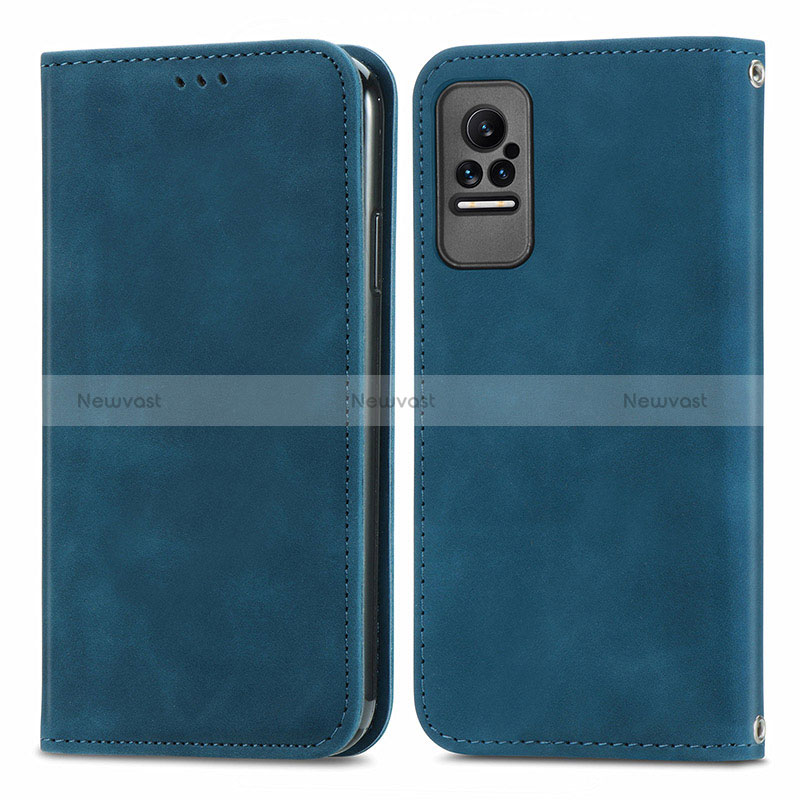 Leather Case Stands Flip Cover Holder S04D for Xiaomi Civi 1S 5G Blue