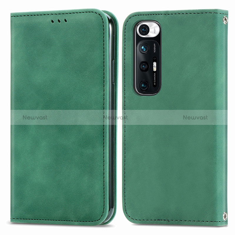 Leather Case Stands Flip Cover Holder S04D for Xiaomi Mi 10S 5G Green