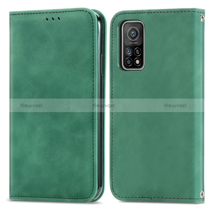 Leather Case Stands Flip Cover Holder S04D for Xiaomi Mi 10T Pro 5G Green