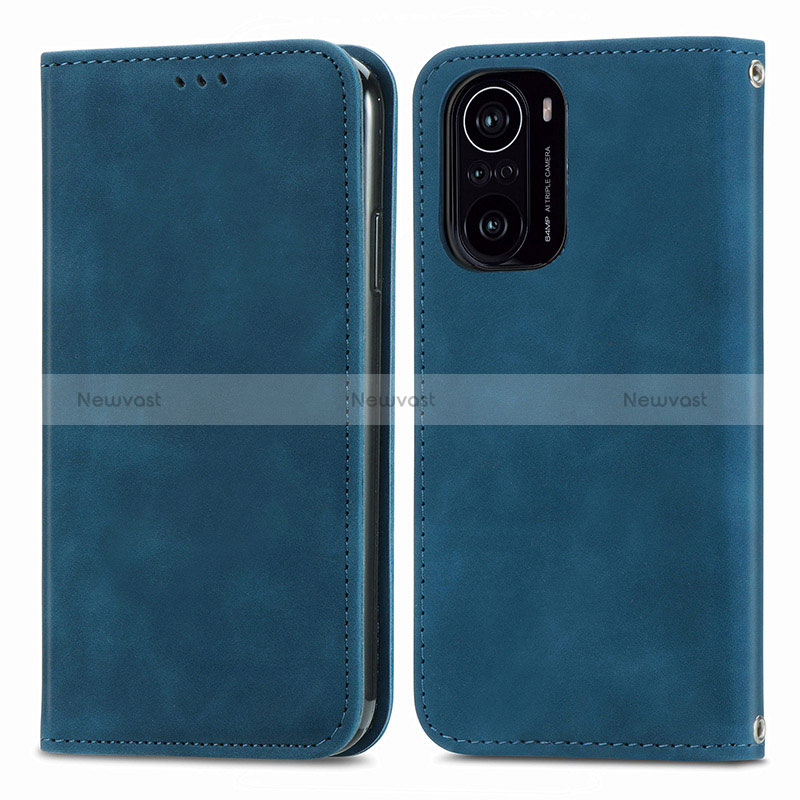 Leather Case Stands Flip Cover Holder S04D for Xiaomi Mi 11i 5G Blue