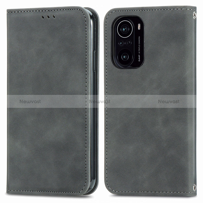 Leather Case Stands Flip Cover Holder S04D for Xiaomi Mi 11i 5G Gray