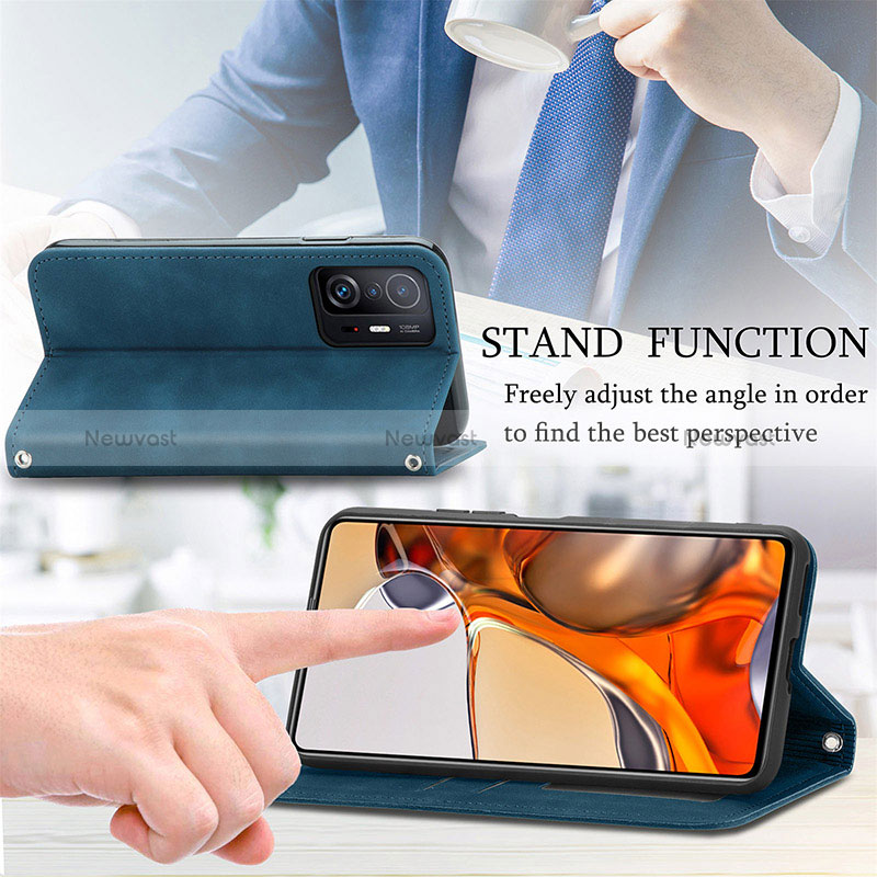 Leather Case Stands Flip Cover Holder S04D for Xiaomi Mi 11T 5G