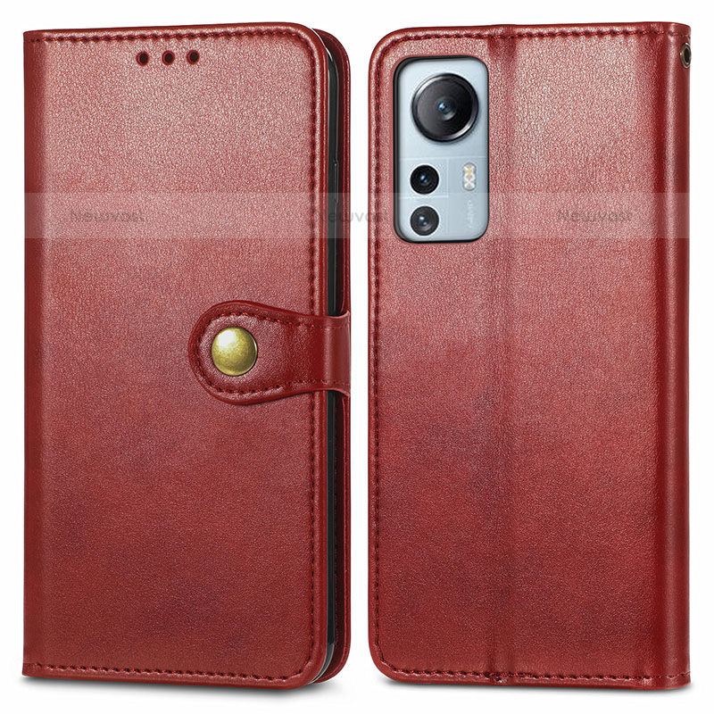 Leather Case Stands Flip Cover Holder S04D for Xiaomi Mi 12S 5G Red