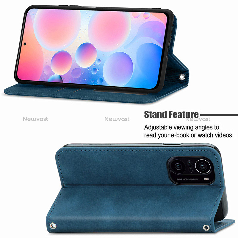 Leather Case Stands Flip Cover Holder S04D for Xiaomi Poco F3 5G