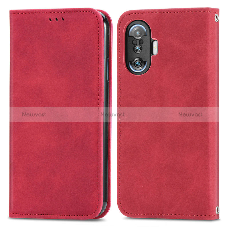 Leather Case Stands Flip Cover Holder S04D for Xiaomi Poco F3 GT 5G Red