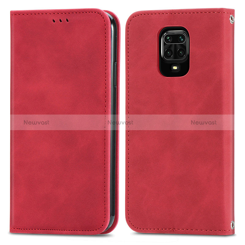 Leather Case Stands Flip Cover Holder S04D for Xiaomi Poco M2 Pro Red