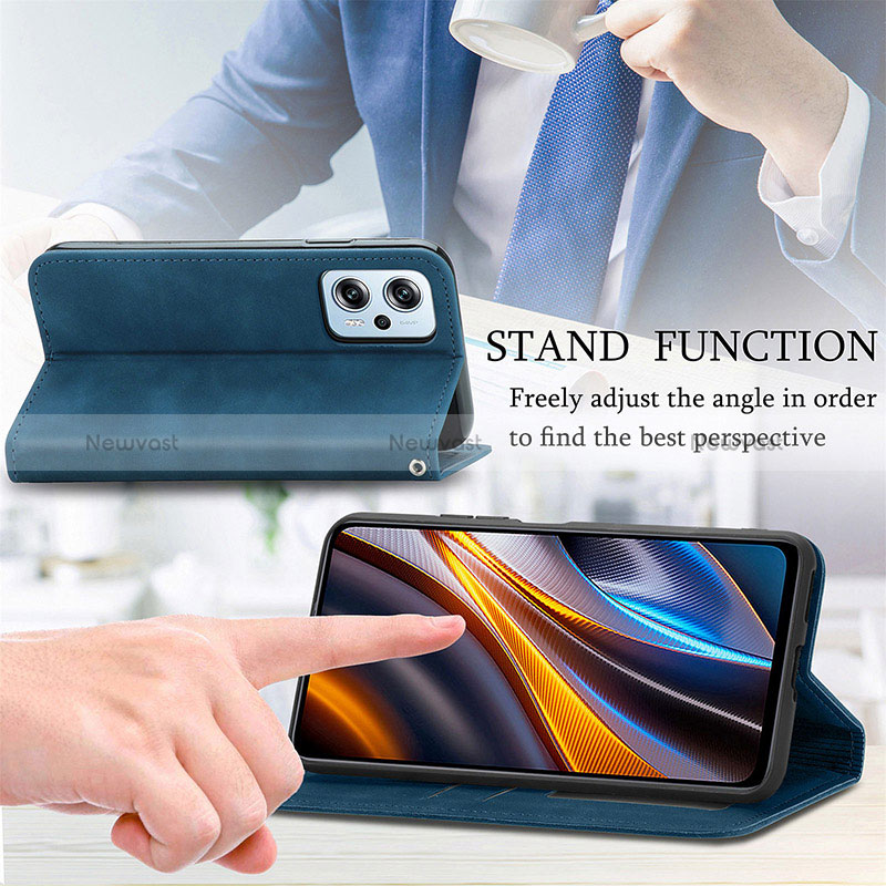 Leather Case Stands Flip Cover Holder S04D for Xiaomi Poco X4 GT 5G