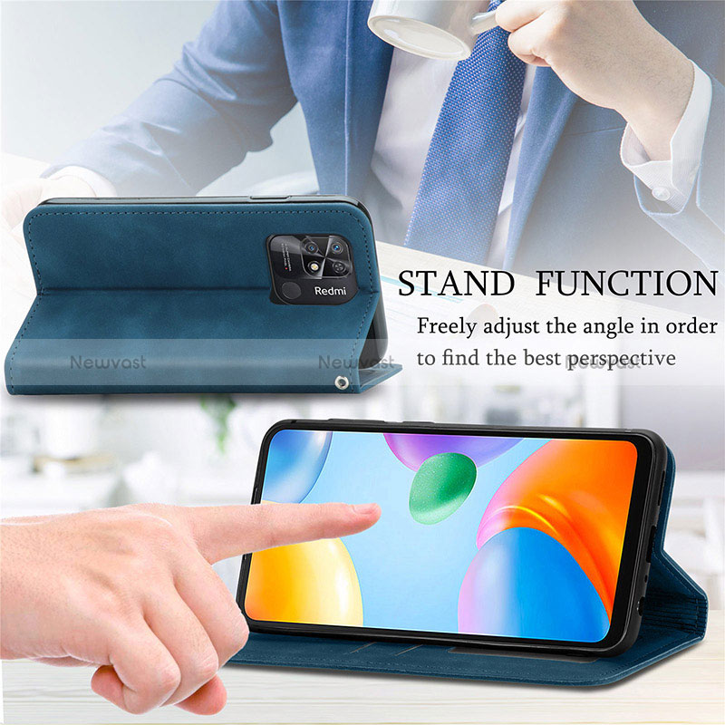 Leather Case Stands Flip Cover Holder S04D for Xiaomi Redmi 10 Power