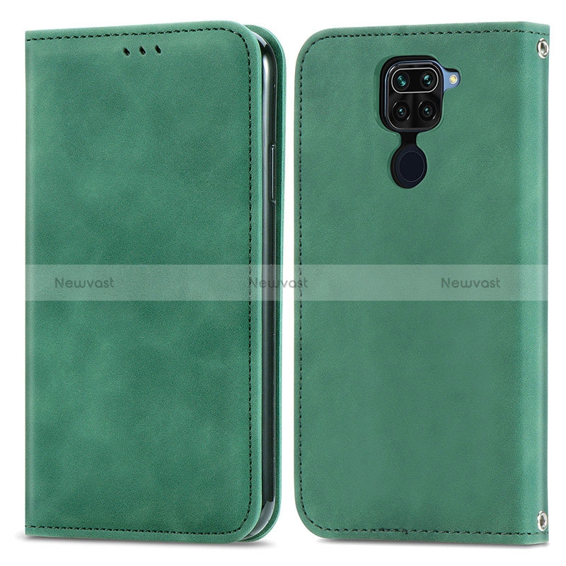 Leather Case Stands Flip Cover Holder S04D for Xiaomi Redmi 10X 4G Green