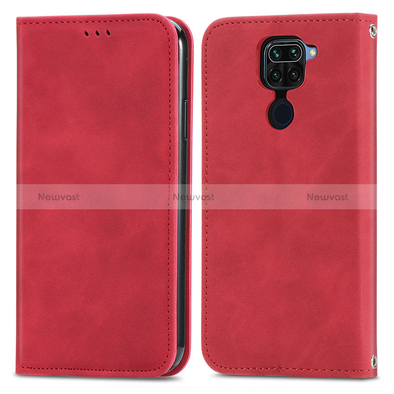 Leather Case Stands Flip Cover Holder S04D for Xiaomi Redmi 10X 4G Red