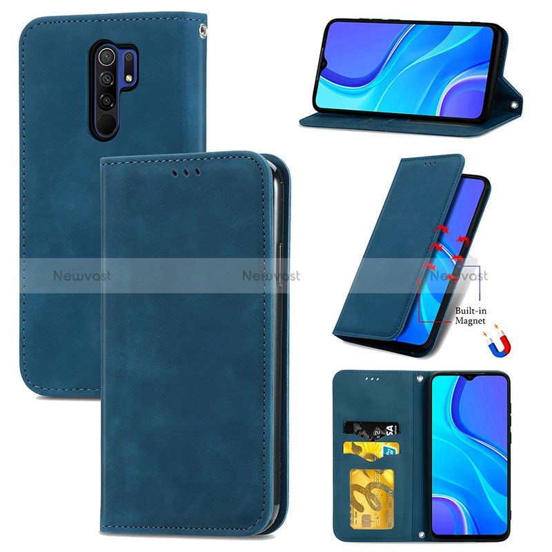 Leather Case Stands Flip Cover Holder S04D for Xiaomi Redmi 9 Prime India