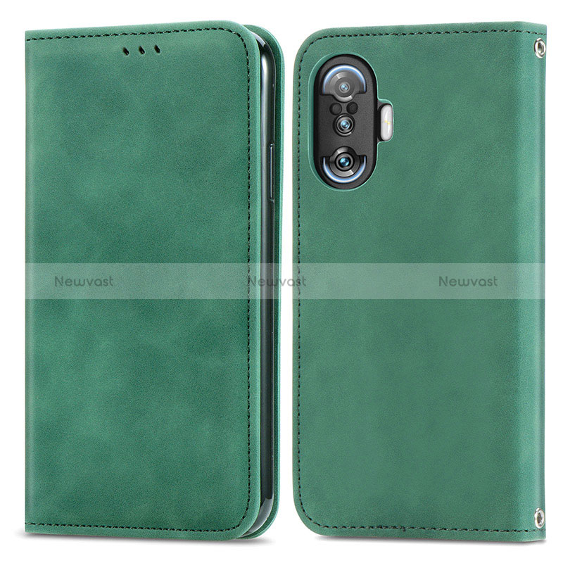 Leather Case Stands Flip Cover Holder S04D for Xiaomi Redmi K40 Gaming 5G Green