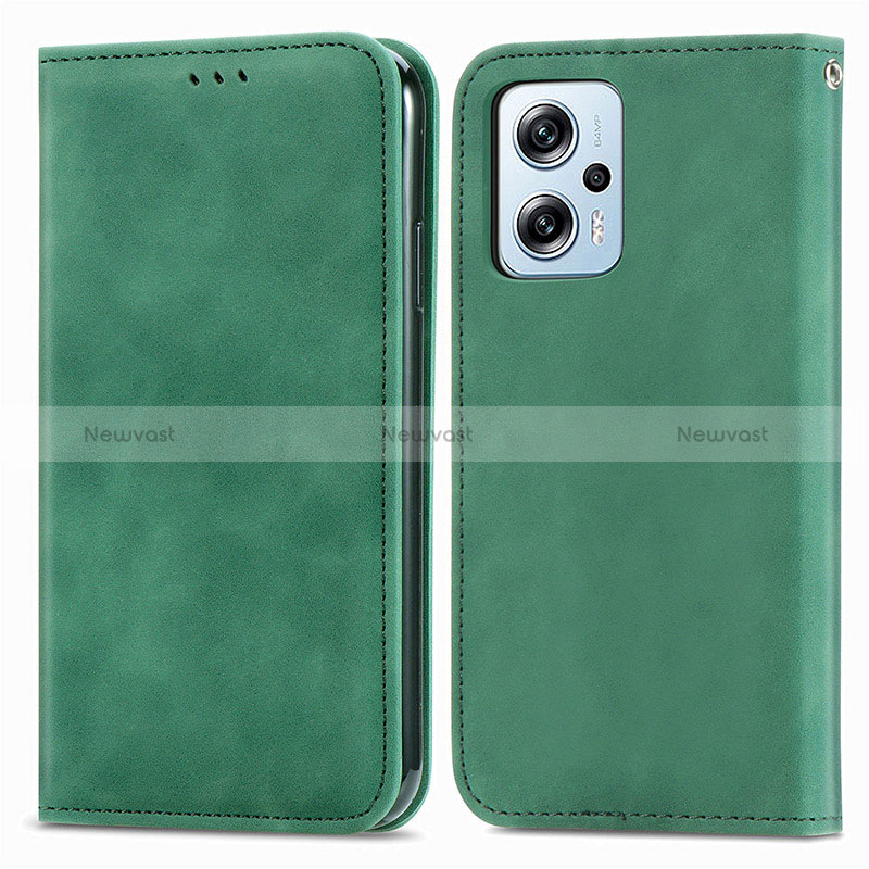 Leather Case Stands Flip Cover Holder S04D for Xiaomi Redmi K50i 5G Green