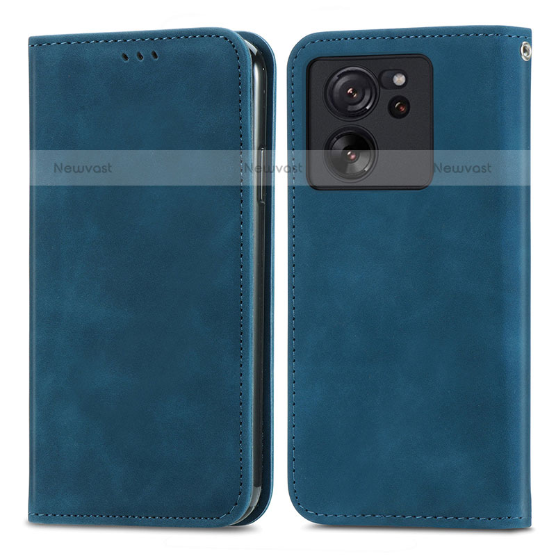 Leather Case Stands Flip Cover Holder S04D for Xiaomi Redmi K60 Ultra 5G Blue