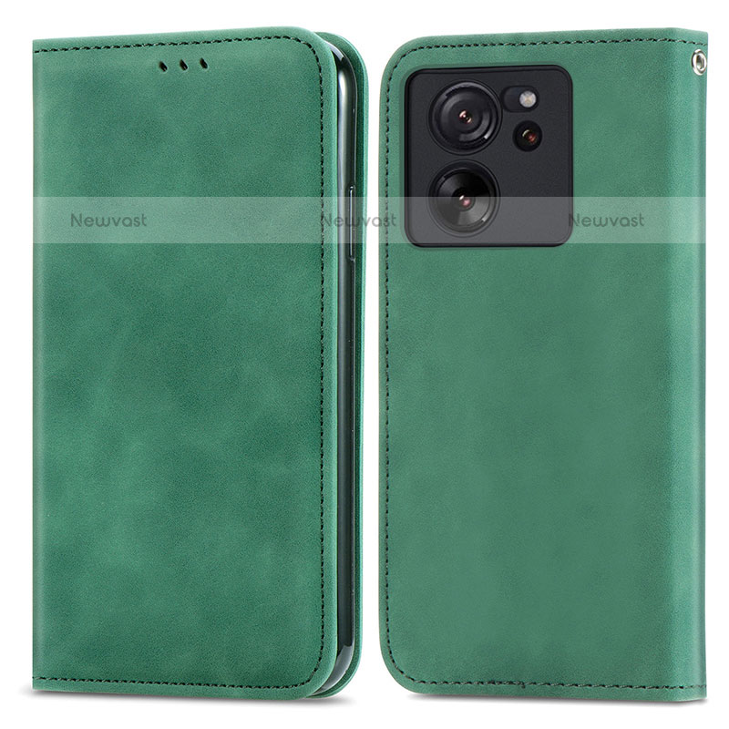 Leather Case Stands Flip Cover Holder S04D for Xiaomi Redmi K60 Ultra 5G Green