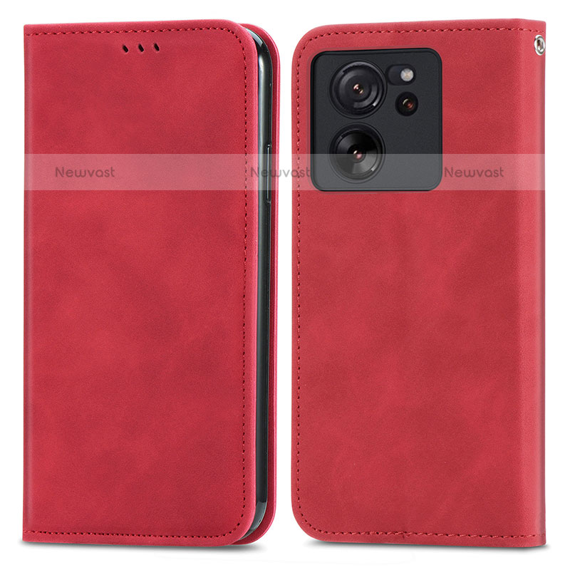 Leather Case Stands Flip Cover Holder S04D for Xiaomi Redmi K60 Ultra 5G Red