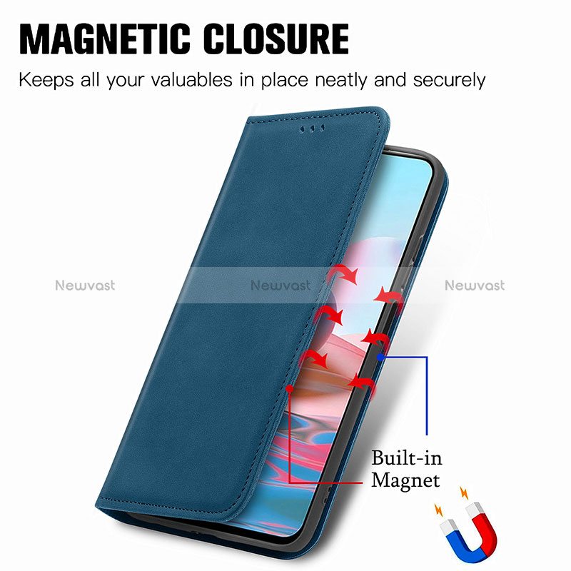 Leather Case Stands Flip Cover Holder S04D for Xiaomi Redmi Note 10 4G