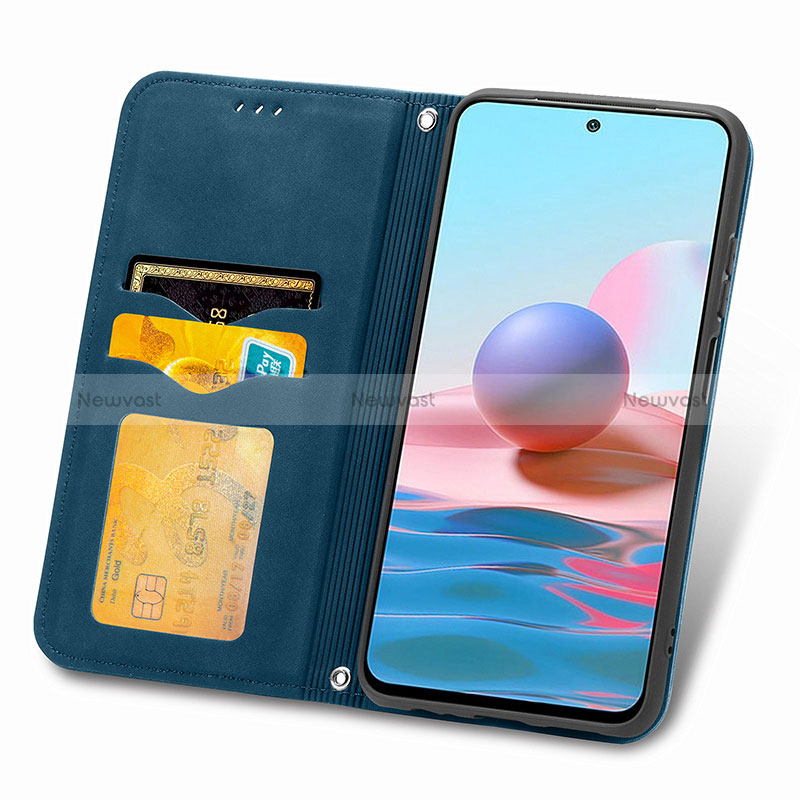 Leather Case Stands Flip Cover Holder S04D for Xiaomi Redmi Note 10 4G