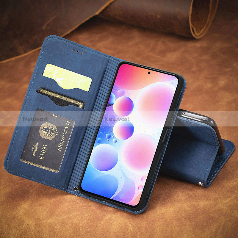 Leather Case Stands Flip Cover Holder S04D for Xiaomi Redmi Note 10 Pro 4G