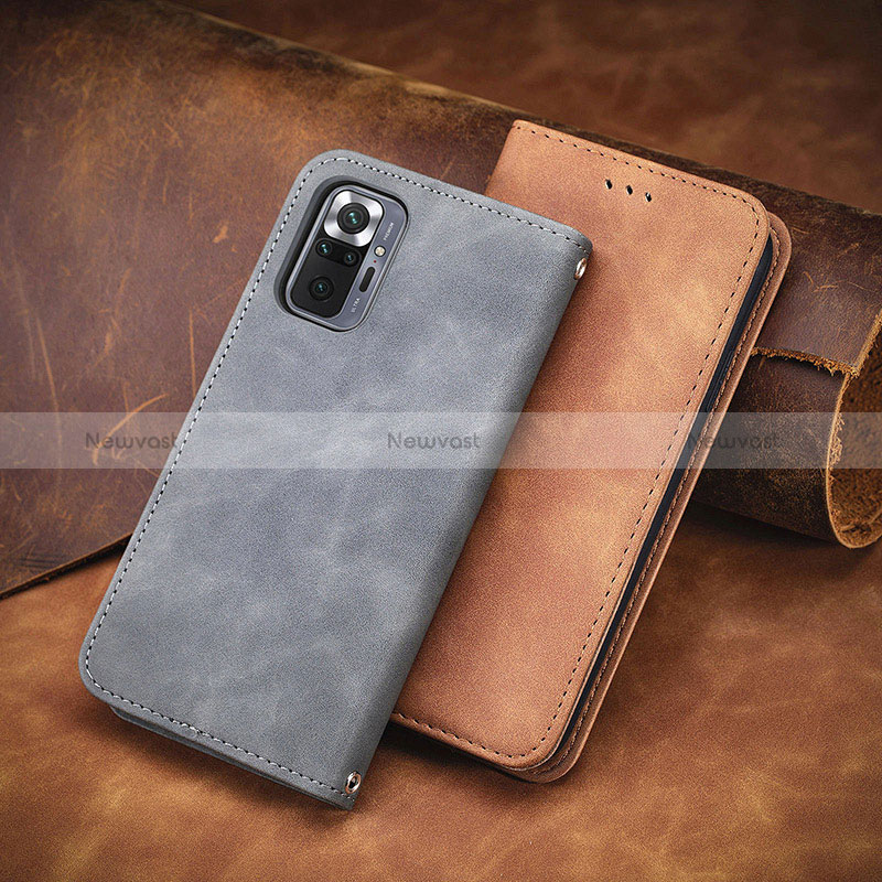 Leather Case Stands Flip Cover Holder S04D for Xiaomi Redmi Note 10 Pro 4G