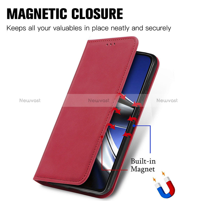 Leather Case Stands Flip Cover Holder S04D for Xiaomi Redmi Note 11E Pro 5G